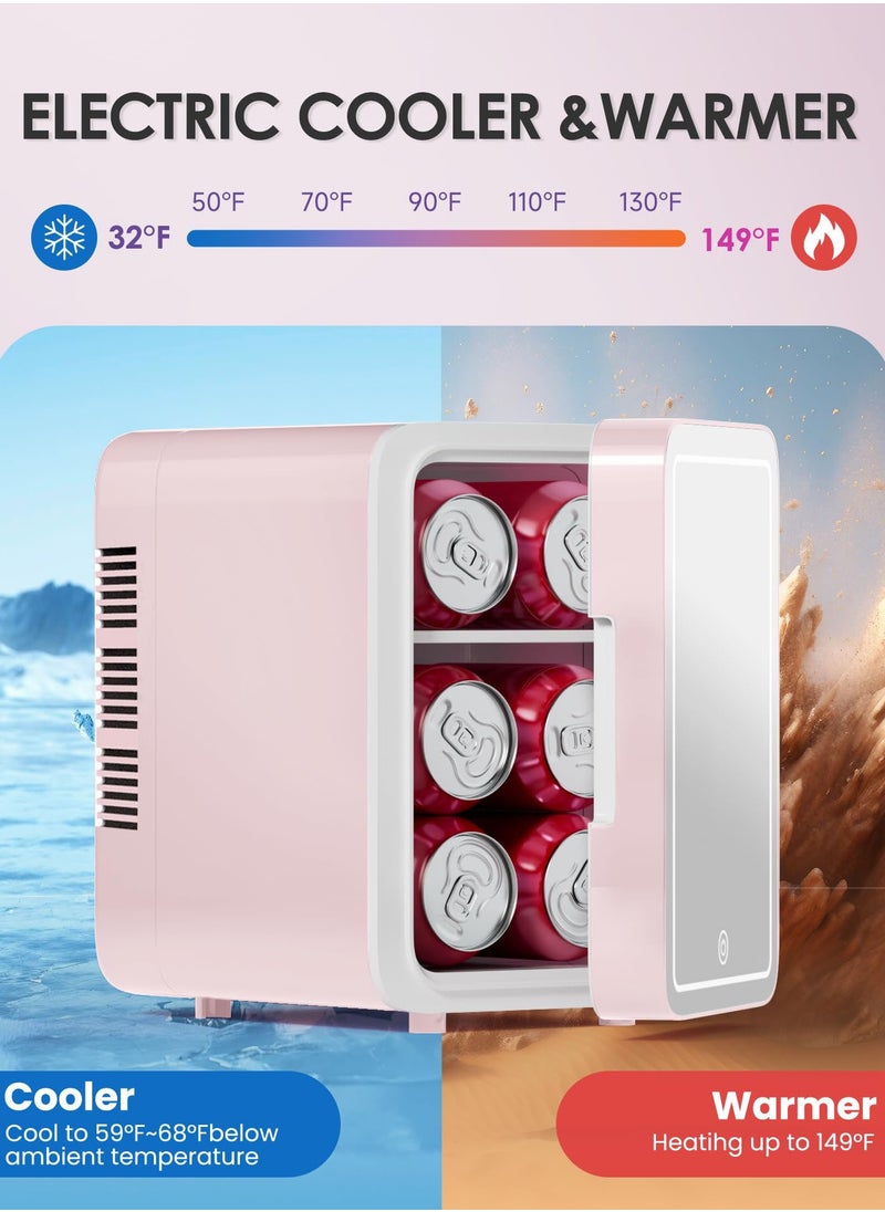 Joshberg Skincare Fridge With Dimmable LED Light Mirror, 4L Makeup Mini Fridge for Bedroom, Car, Office & Dorm, Cooler & Warmer, Portable Small Refrigerator for Cosmetics, Skin Care and Food, Pink  - Image 5