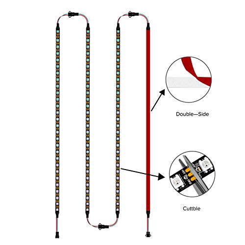 BTF-LIGHTING WS2812B IC PC Light Strip 4PCs 19in Individually Addressable for 5V 3Pin LED Headers for Asus Aura,Gigabyte RGB Fusion, MSI Mystic Light - Image 3