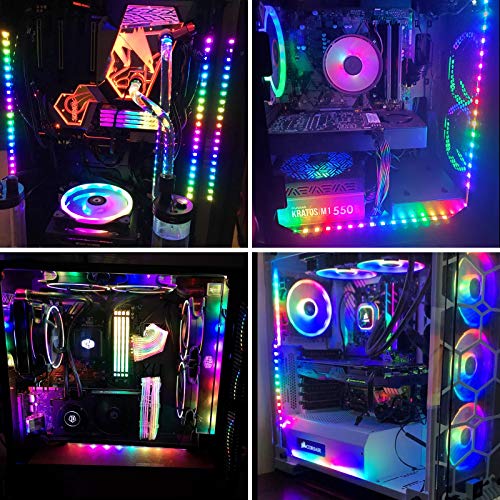BTF-LIGHTING WS2812B IC PC Light Strip 4PCs 19in Individually Addressable for 5V 3Pin LED Headers for Asus Aura,Gigabyte RGB Fusion, MSI Mystic Light - Image 2