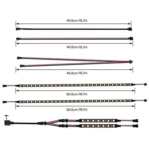 BTF-LIGHTING WS2812B IC PC Light Strip 4PCs 19in Individually Addressable for 5V 3Pin LED Headers for Asus Aura,Gigabyte RGB Fusion, MSI Mystic Light - Image 4
