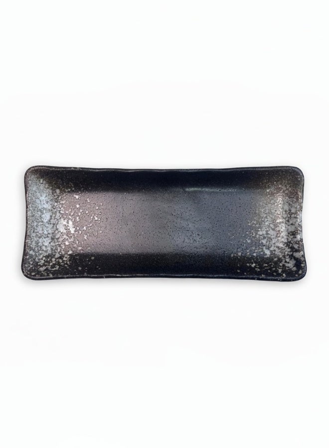 Clink Japanese Style Creative Rectangular Plate, Curved Corner Plate, Black - Snow White Long Plate, Japanese Ceramic Plate, Perfect for Home & Restaurants, Sushi Plate, 8.5 Inch - Image 5