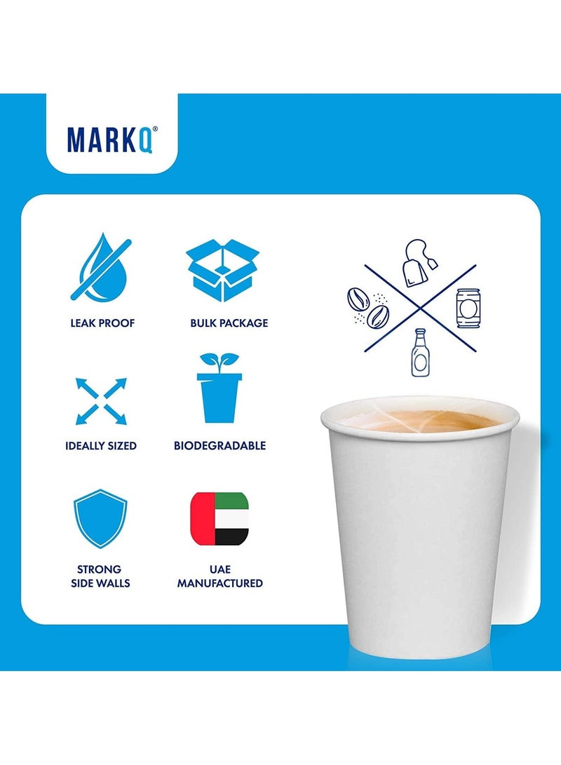 MARKQ [1000 Cups] 8 Oz White Paper Cups | Disposable Cups for Hot & Cold Drinks | Small Disposable Cups for Home, Parties and Work | Ideal for Water, Juice, Tea, Mouthwash - Image 3