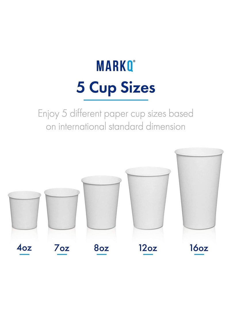 MARKQ [1000 Cups] 8 Oz White Paper Cups | Disposable Cups for Hot & Cold Drinks | Small Disposable Cups for Home, Parties and Work | Ideal for Water, Juice, Tea, Mouthwash - Image 4