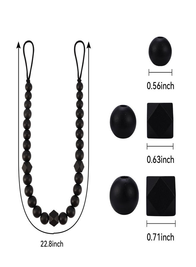 KLOGTSIND Wood Bead Curtain Tiebacks, KLOGTSIND Set of 2 Curtain Holdbacks for Thin or Thick Window Draperies, Boho Farmhouse Curtain Tiebacks with Hooks, Curtain Tie Backs for Home Office Room Decor - Image 4