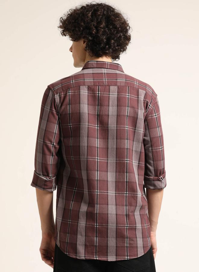 بوشيرت قميص كاجوال مطبع بنمط مربعات - Image 3