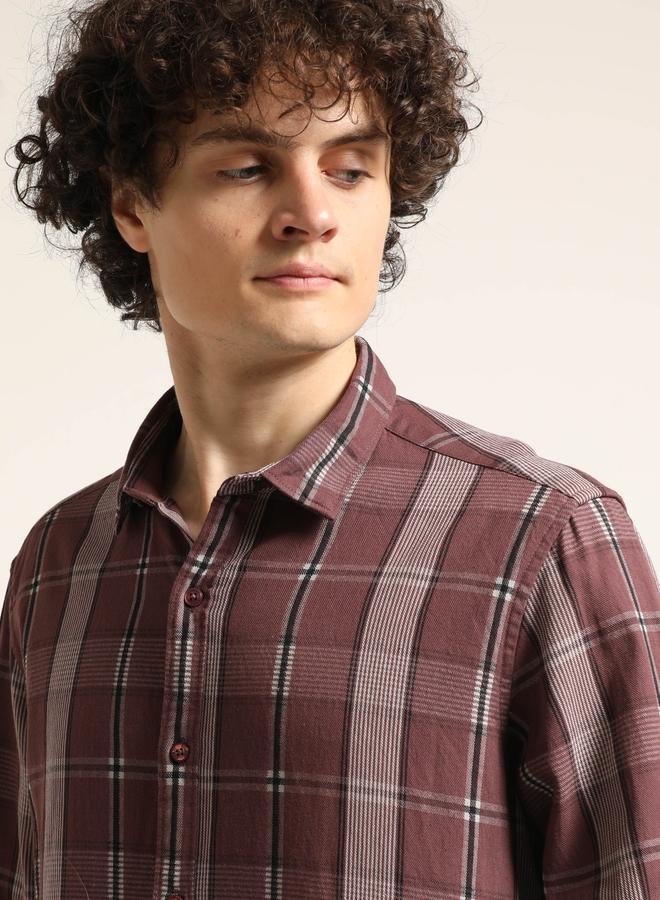 بوشيرت قميص كاجوال مطبع بنمط مربعات - Image 4