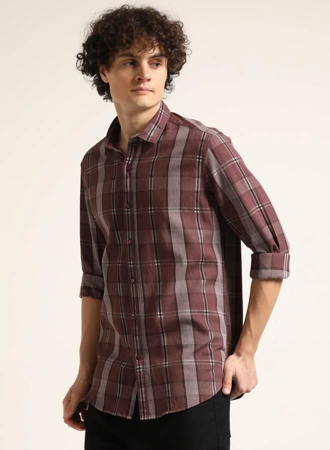 بوشيرت قميص كاجوال مطبع بنمط مربعات