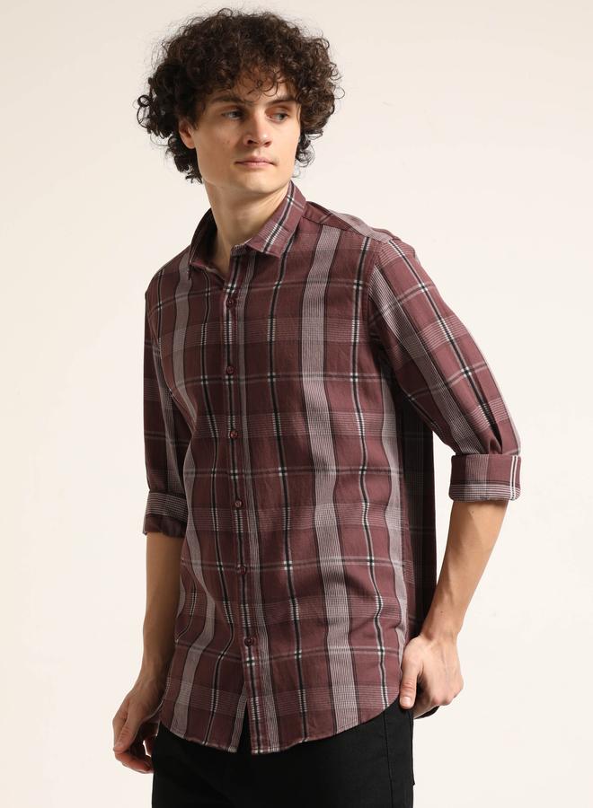 بوشيرت قميص كاجوال مطبع بنمط مربعات - Image 2