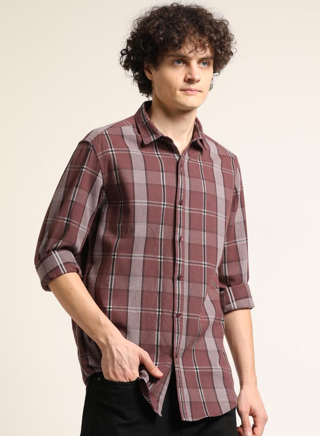 بوشيرت قميص كاجوال مطبع بنمط مربعات - Image 5