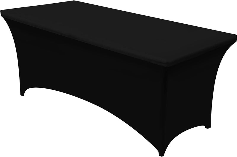 Utopia Kitchen 8FT Spandex Tablecloth 1 Pack Black 200 GSM Stretch Fitted Washable and Wrinkle Resistant Table Cloth Rectangle Cover for Trade Shows Wedding Parties 96Lx30Wx30H Inch