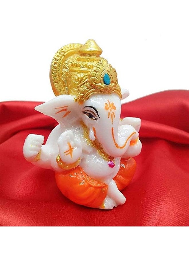 Perpetual perpetual Ganesh Idol for Car Dashboard - Beautiful Ganapati Idol for Home Decor, Office Desk, Diwali Gifts Polyresin Figurine(M1)  - Image 3