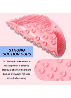 Remagr 2 Pieces Shower Foot Scrubber Mat Silicone Shower Foot Massager Back Washer for Shower Back Scrubber Exfoliate Feet Scrubber with Non Slip Suction Cups Foot Cleaner for Men and Women, 2 Colors  - Image 4