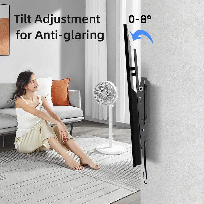 Suptek Tilt TV Wall Mount Bracket for Most 37-82 inch TV, Universal Mount with Max 600x400mm VESA and 132lbs Loading Capacity, Fits Studs 24" Apart, Low Profile with Magnetic Bubble Level (MT5082) - Image 3