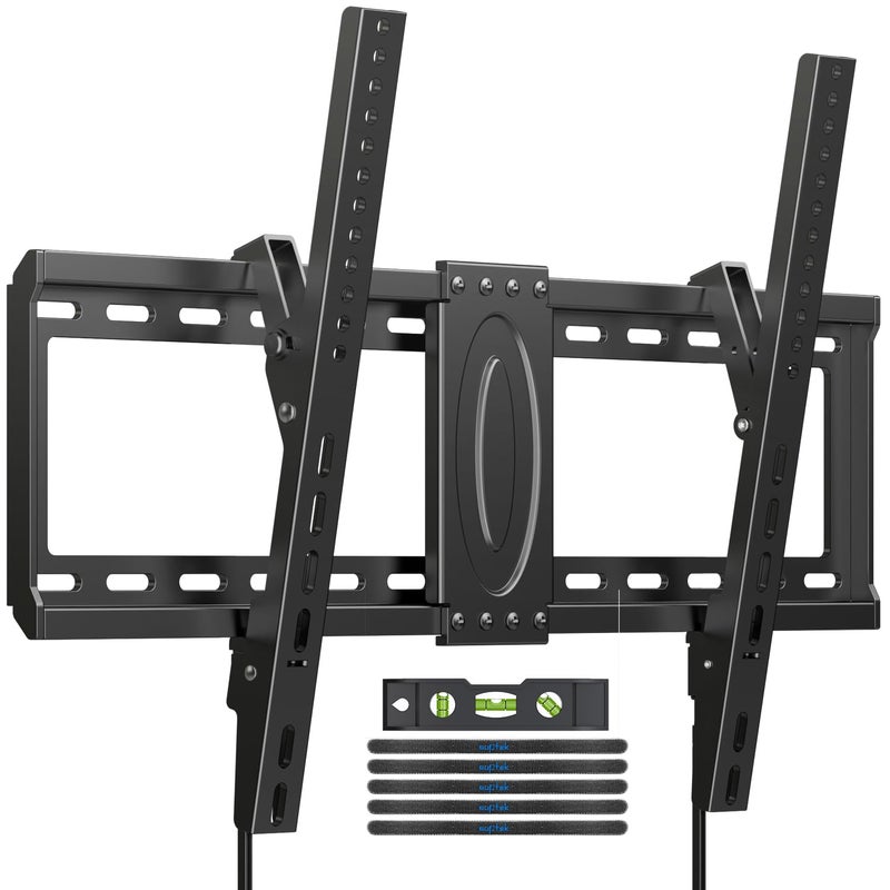 Suptek Tilt TV Wall Mount Bracket for Most 37-82 inch TV, Universal Mount with Max 600x400mm VESA and 132lbs Loading Capacity, Fits Studs 24" Apart, Low Profile with Magnetic Bubble Level (MT5082) - Image 1