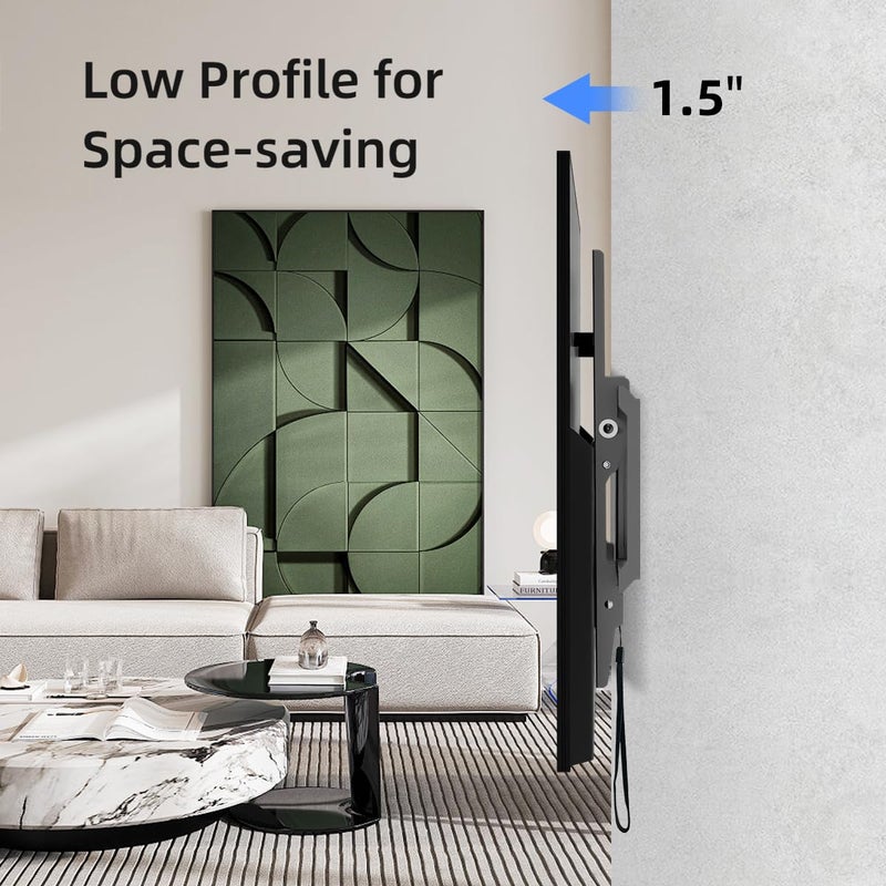 Suptek Tilt TV Wall Mount Bracket for Most 37-82 inch TV, Universal Mount with Max 600x400mm VESA and 132lbs Loading Capacity, Fits Studs 24" Apart, Low Profile with Magnetic Bubble Level (MT5082) - Image 4