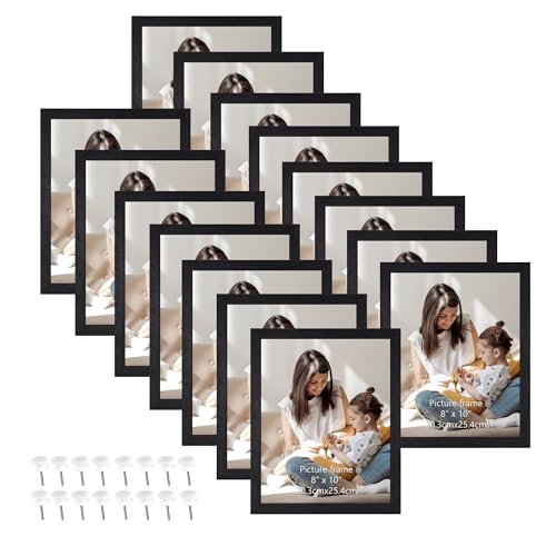 إطار صور إدنسيل ليك 8x10 مجموعة من 15 إطار صور خشبي أسود 8 × 10 للعرض على الحائط أو الطاولة