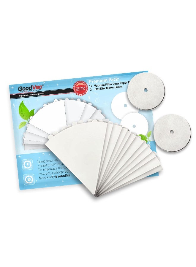 GOODVAC Replacement Filter Cones Compatible with Filter Queen 12 Prefilters 2 Motor Disc Filters Premium Pack (1)