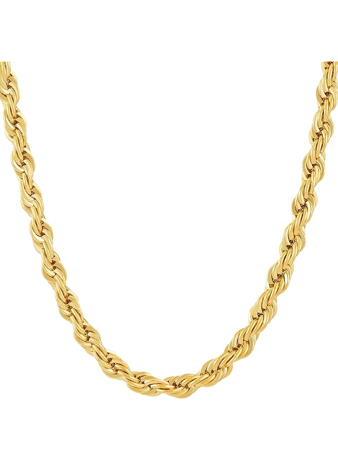 Lifetime Jewelry 6Mm Rope Chain Necklace For Men & Women 24K Real Gold Plated With Free Lifetime Replacement Guarantee - Image 1