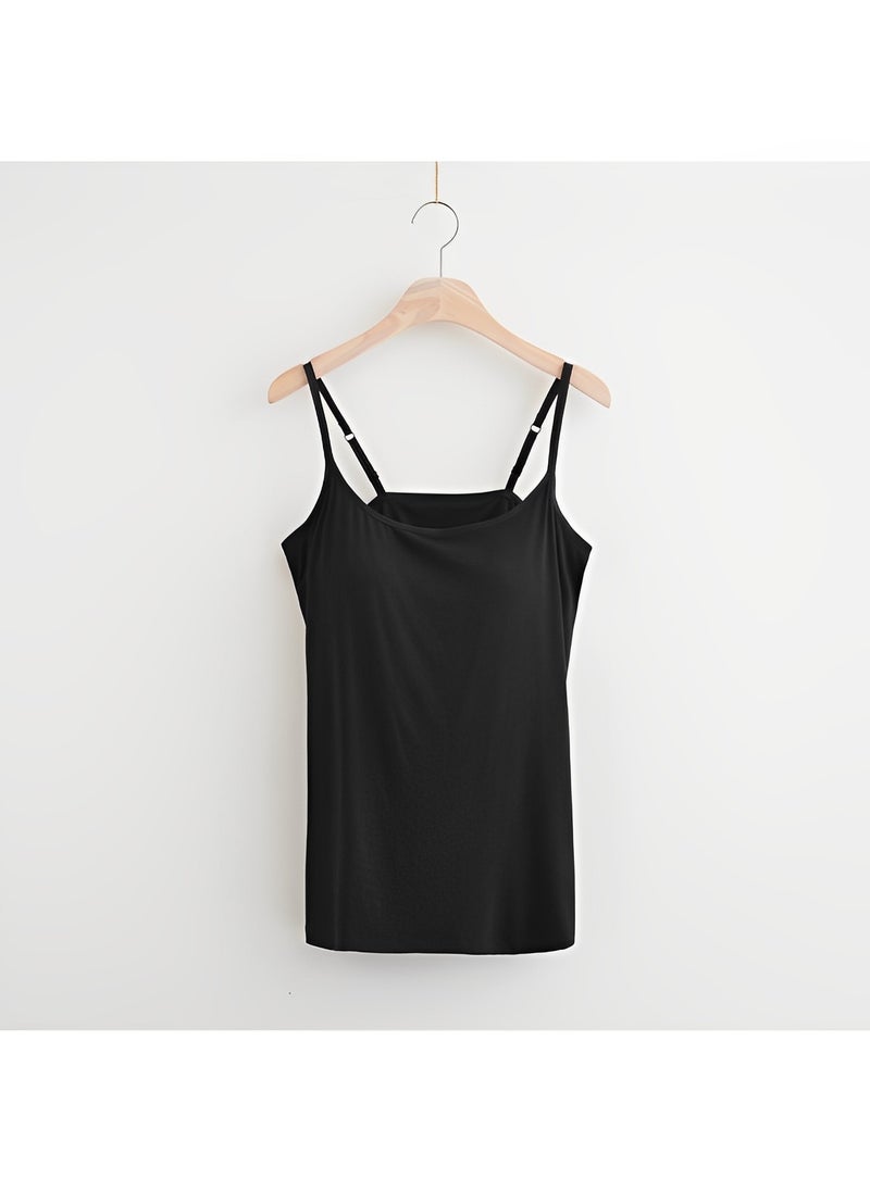 REOCLE Women's Camisole Shelf Bra Cotton Undershirts Camis with Adjustable Spaghetti Strap Tank Tops Basic Layer Camis  - Image 2