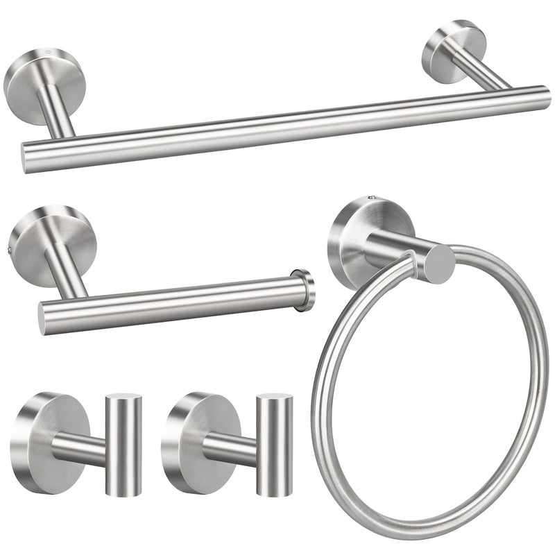 5pcs Bathroom Hardware Set Brushed Nickel Bathroom Hardware Set Including 16 Hand Towel Bars Toilet Paper Holders Towel Rings Robe Towel Hooks