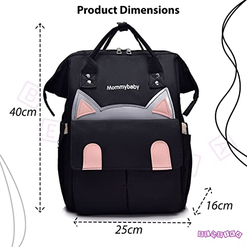 BEMBIKA Diaper Bags for Mom and Dad, Diaper Bags for mom and Baby, Mummy Bag for Multi-Function Waterproof and Large Capacity (Kitten Black) - Image 3
