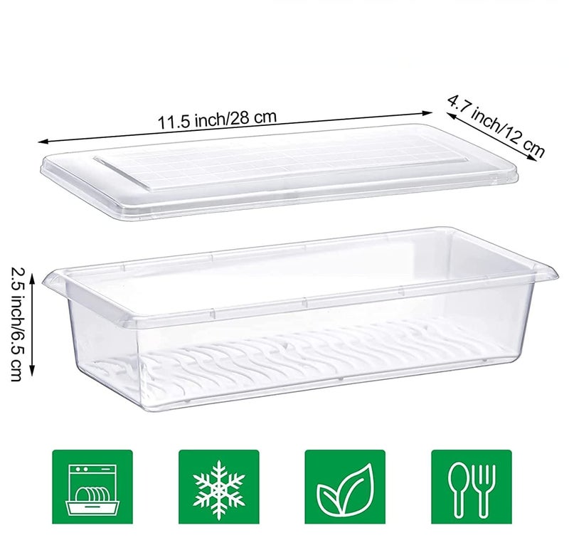 CR18 COLLECTION CR18 COLLECTION Fridge Storage Boxes Fridge Organizer with Removable Drain Plate Fridge Storage Containers Keeps Fruits Vegetables Meat Fish Fresh Longer 1500 ML Container Box 8  - Image 2