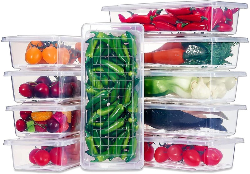 CR18 COLLECTION CR18 COLLECTION Fridge Storage Boxes Fridge Organizer with Removable Drain Plate Fridge Storage Containers Keeps Fruits Vegetables Meat Fish Fresh Longer 1500 ML Container Box 8  - Image 1