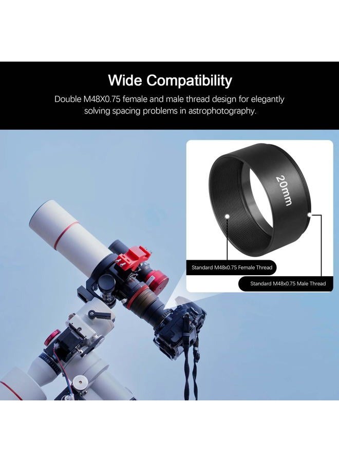 Astromania Astronomical 2"/M48-extension Tube Kit for cameras and eyepieces - Length 5mm 8mm 10mm 20mm 30mm - M48x0.75 on Both Sides - Image 3