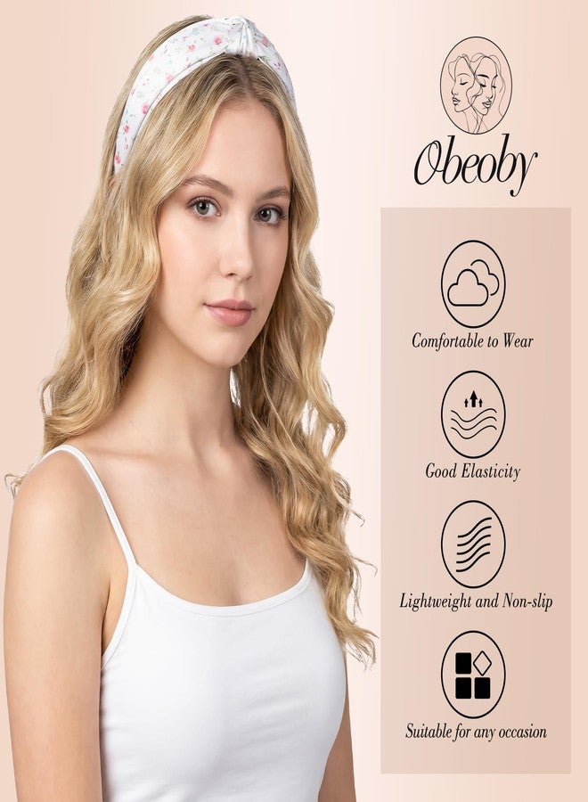 obeoby Headbands for Women and Girls, Non-Slip Knotted Headbands Floral Series Hair Accessories Set - Image 4