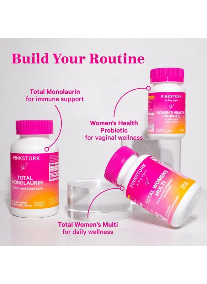 Pink Stork - Women's Probiotics for Vaginal Health - 10 Billion CFUs for pH Balance, Urinary Tract, Gut Flora & Immune Health - Supports Vaginal Odor + Healthy Microbiome - 5 Strains - 30 Capsules - Image 1