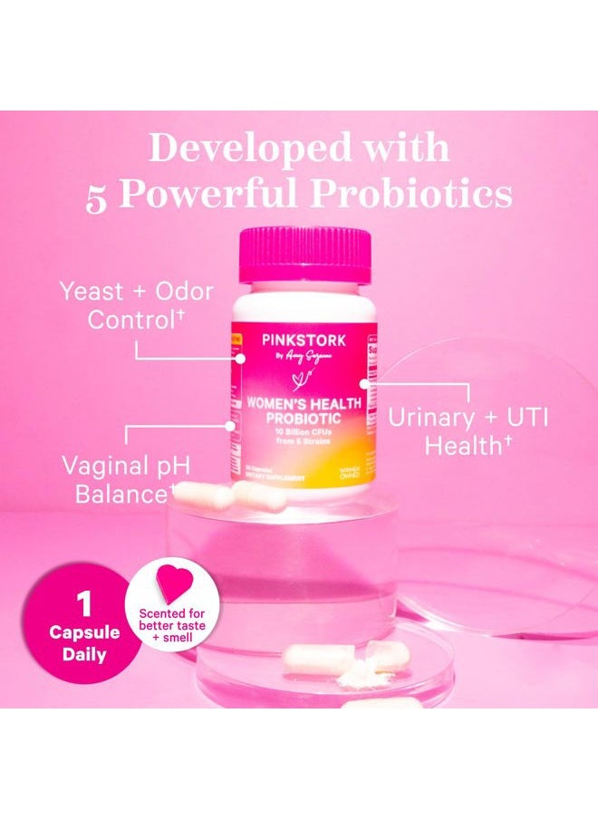 Pink Stork - Women's Probiotics for Vaginal Health - 10 Billion CFUs for pH Balance, Urinary Tract, Gut Flora & Immune Health - Supports Vaginal Odor + Healthy Microbiome - 5 Strains - 30 Capsules - Image 1