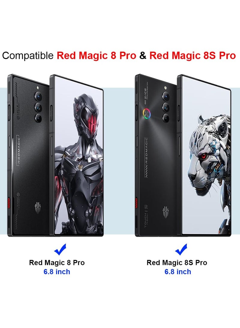 Generic - Red Magic 8 Pro 8S Pro Case with Screen Protector, Metal Frame + Clear Tempered Glass Back Cover with Shockproof Camera Protection, Cover for Nubia Redmagic 8S Pro 8 Pro, Black - Image 1