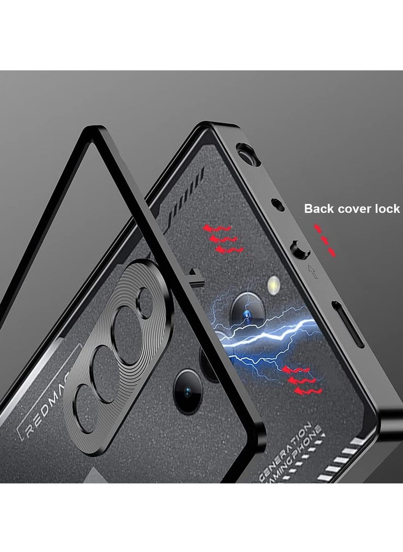 Generic - Red Magic 8 Pro 8S Pro Case with Screen Protector, Metal Frame + Clear Tempered Glass Back Cover with Shockproof Camera Protection, Cover for Nubia Redmagic 8S Pro 8 Pro, Black - Image 1
