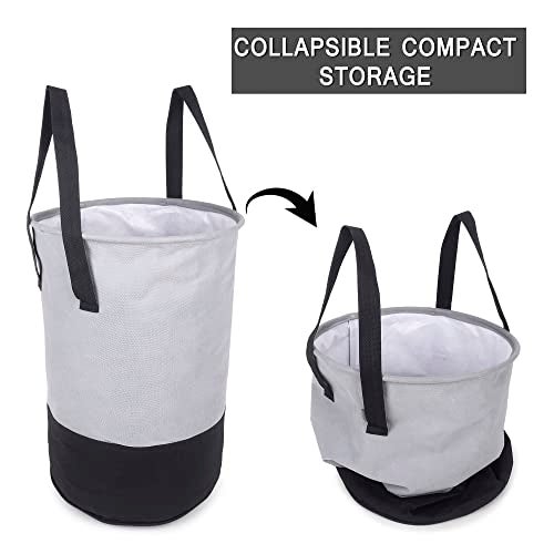 GLUN® WATERPROOF DOUBLE LAYERED ROUND LAUNDRY BAG WITH HANDLES FOLDABLE FOR CLOTH, TOYS STORAGE BAG PACK OF 2 GREY - Image 3