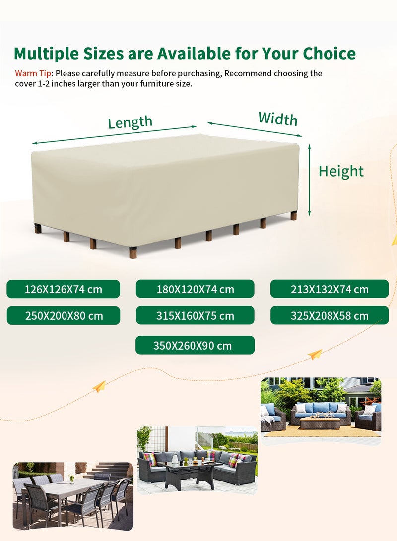 73Hours 420D Heavy Duty Waterproof Outdoor Cover Outdoor Furniture Cover, Premium Dustproof Anti-UV Patio Sofa Protector, Extra Thick Durable All-Weather Table  Chair Cover  Outdoor Sofa Cover  Outdoor Seating Cover for Outdoor Use - Beige - Image 2
