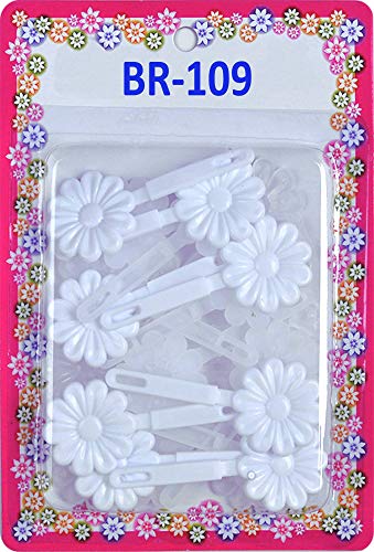 Tara Girls Self Hinge Plastic Flower Hair Barrettes 18 Pieces Selection White Clear - Image 2