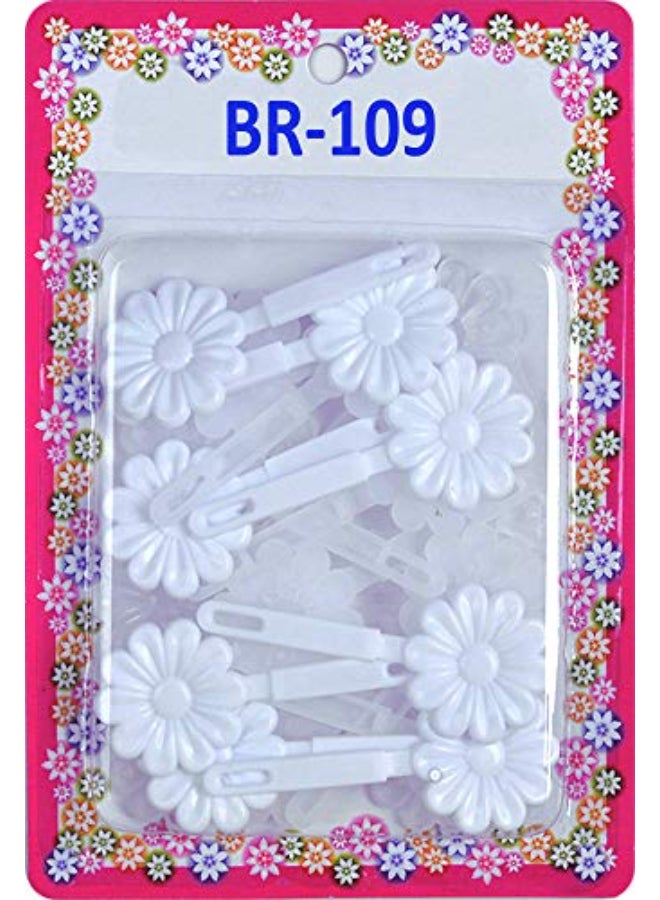 Tara Girls Self Hinge Plastic Flower Hair Barrettes 18 Pieces Selection White Clear - Image 1
