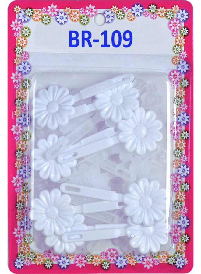 Tara Girls Self Hinge Plastic Flower Hair Barrettes 18 Pieces Selection White Clear - Image 3