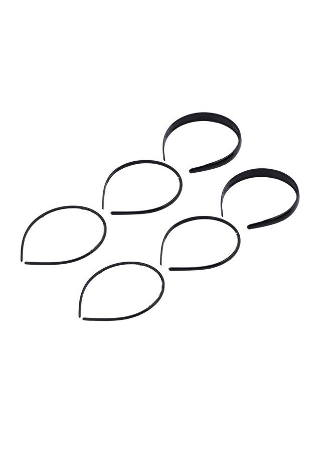 HP HIGH PROFILE Everyday Use Black Plain Plastic Headband With Teeth Combo Set 2 Wide, 2 Sleek And 2 Super Sleek Hairbands For Women and Girls - Set of 6 - Image 3