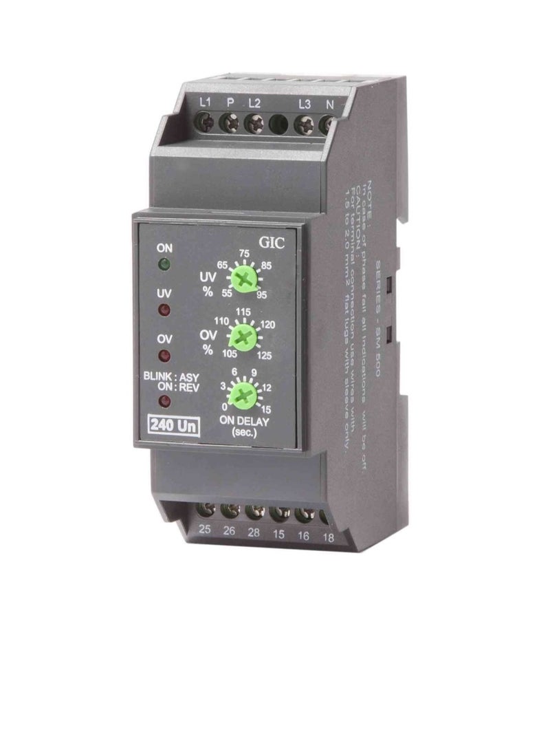 Generic GIC MG73BH GIC Make SM500-3Ph/1Ph 4W Single Phasing Preventor Selectable ON Delay 0 to 15 sec Over Voltage Under Voltage relay & OFF Delay 5 sec  - Image 3