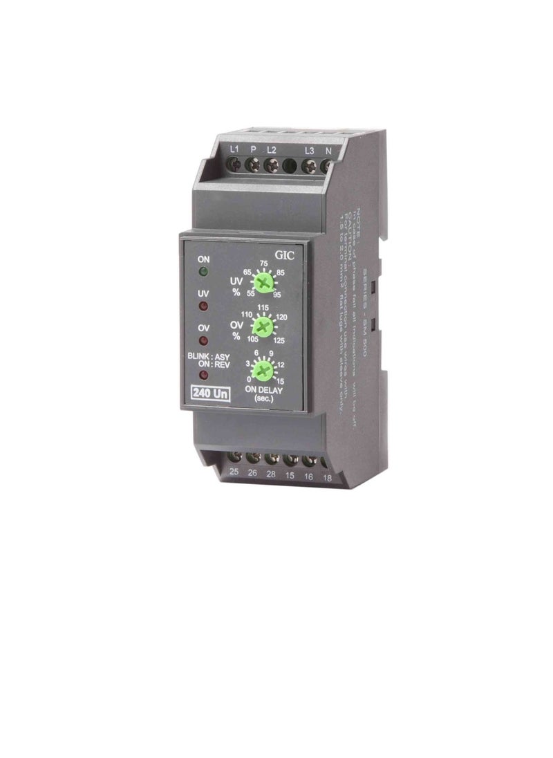 Generic GIC MG73BH GIC Make SM500-3Ph/1Ph 4W Single Phasing Preventor Selectable ON Delay 0 to 15 sec Over Voltage Under Voltage relay & OFF Delay 5 sec  - Image 2
