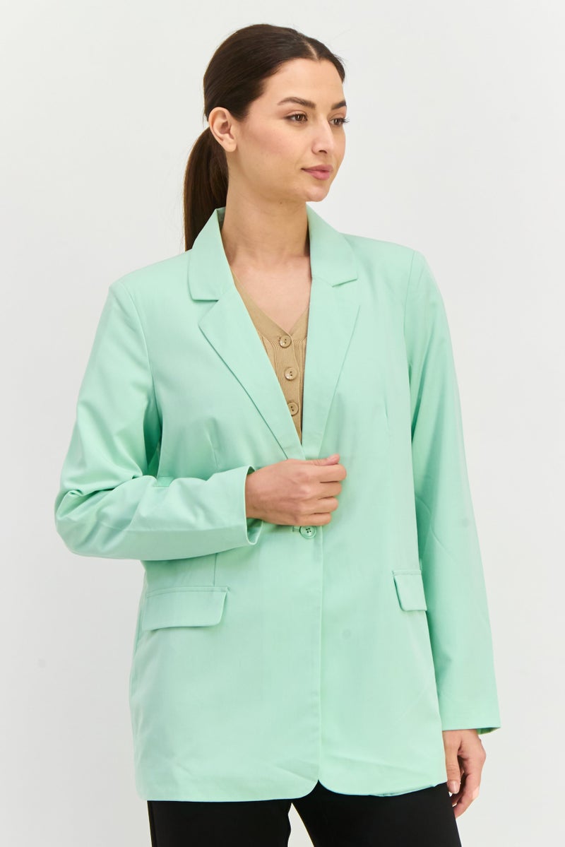 VERO MODA بليزر نسائي بقصة عادية، أخضر ضبابي - Image 1