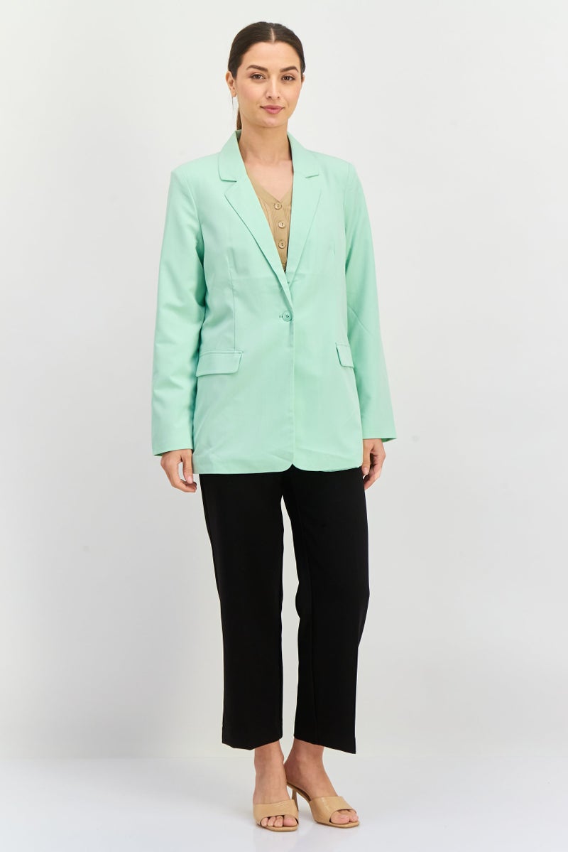 VERO MODA بليزر نسائي بقصة عادية، أخضر ضبابي - Image 4