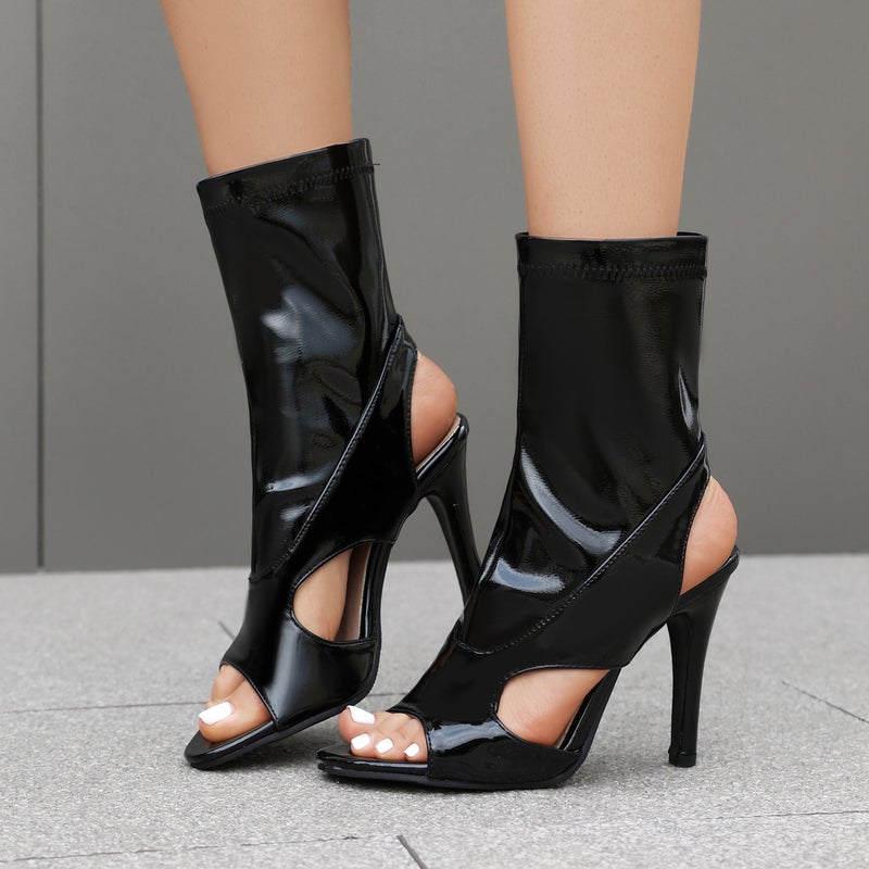 2024 Summer High-Heeled 40-45 Plus Size Painted Round Head Party Women'S Sandals - Image 2