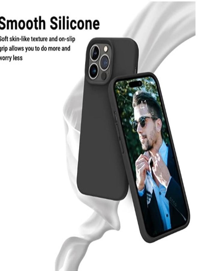 فيسوس iPhone 14 Pro Max Case Black (2022) ، تغطية الهاتف السيليكون السائل الغطاء الافتراضي ، وبطانة الألياف الدقيقة المضادة للخلع ، والنساء الأسود النقي للرجال - Image 3