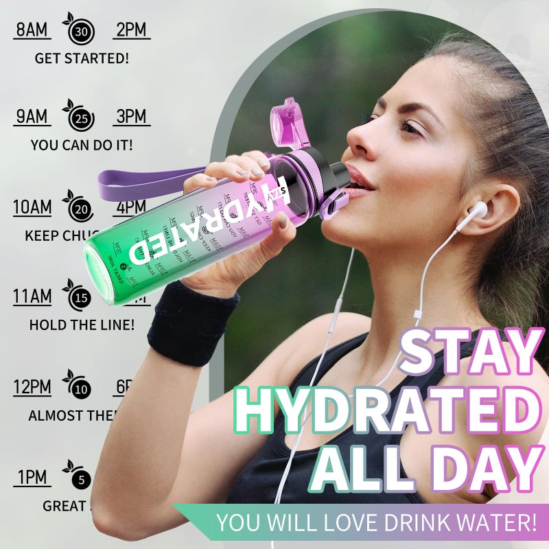 Mevoly Water Bottle, 32 oz Motivational Water Bottles with Time Marker-Tritan & BPA Free, Sports Water Bottle with Time to Drink & Strap, Wide Mouth, Leakproof -Gift for Christmas Gym Fitness & Outdoor - Image 4