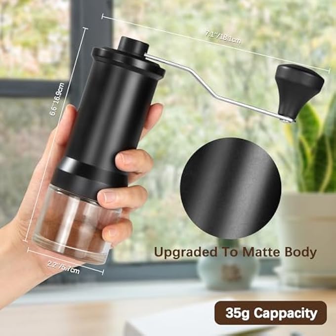 Unity Manual Coffee Grinder Adjustable Coarseness Ceramic Burr Portable Coffee Grinder Manual For Aeropress Hand Pour French Press EspressoBlack - Image 4