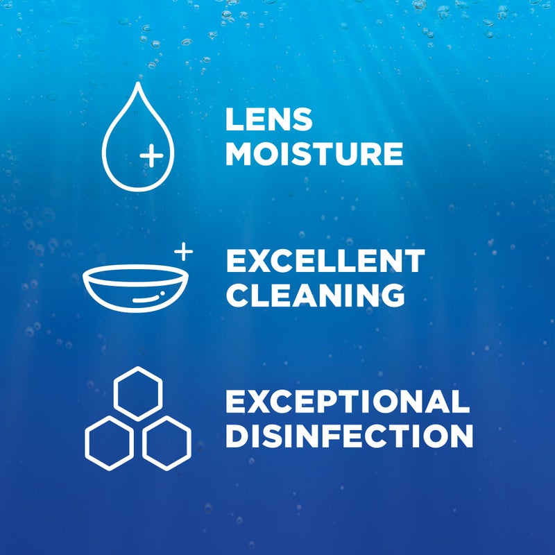 Renu Renu Contact Lens Solution Multipurpose Disinfectant, Advanced Formula Lens Cleaner, Cleans & Moisturizes Soft & Silicon Hydrogel Lenses, Multi-Pack 16 Fl Oz (Pack of 2) + 2 Fl Oz Travel Size  - Image 3