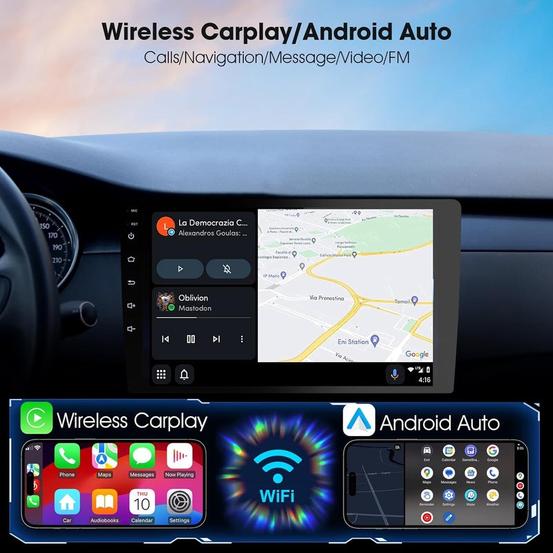 Haudio Portable 9-Inch Carplay Screen with Wireless CarPlay & Android Auto, Backup Camera, Double Din Car Stereo, GPS Navigation - Image 3