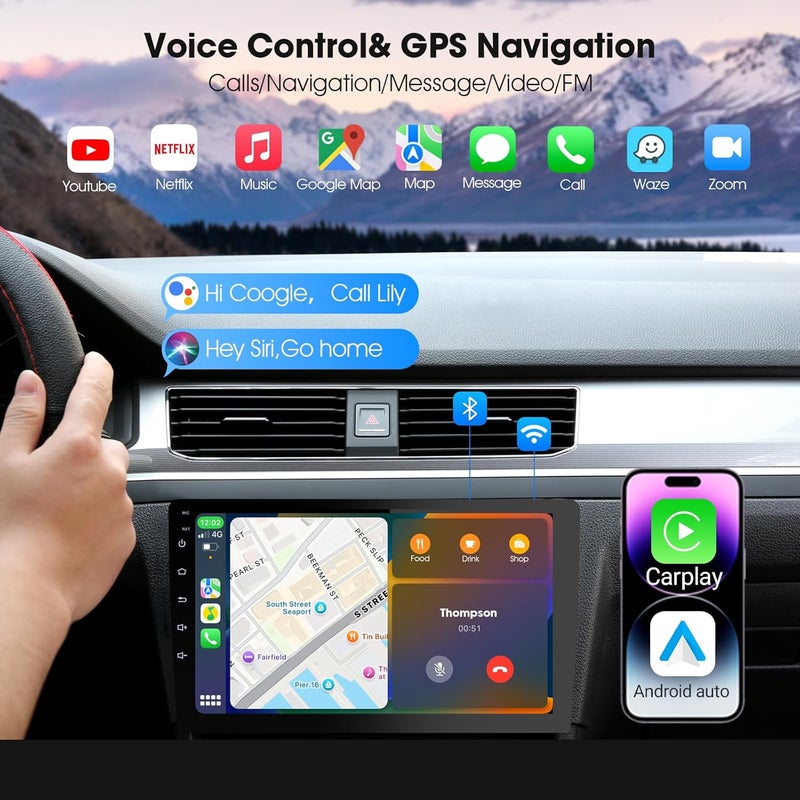 Haudio Portable 9-Inch Carplay Screen with Wireless CarPlay & Android Auto, Backup Camera, Double Din Car Stereo, GPS Navigation - Image 5